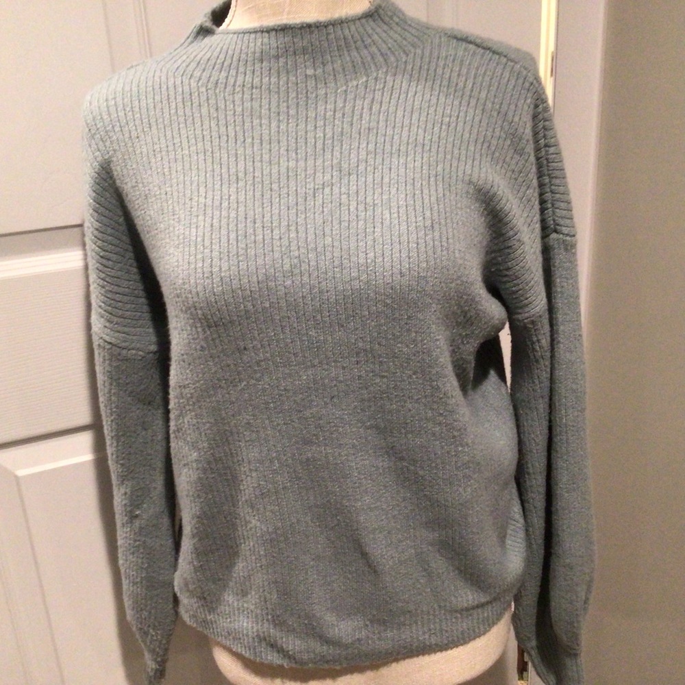 Pink Rose soft green mock neck sweater, size M